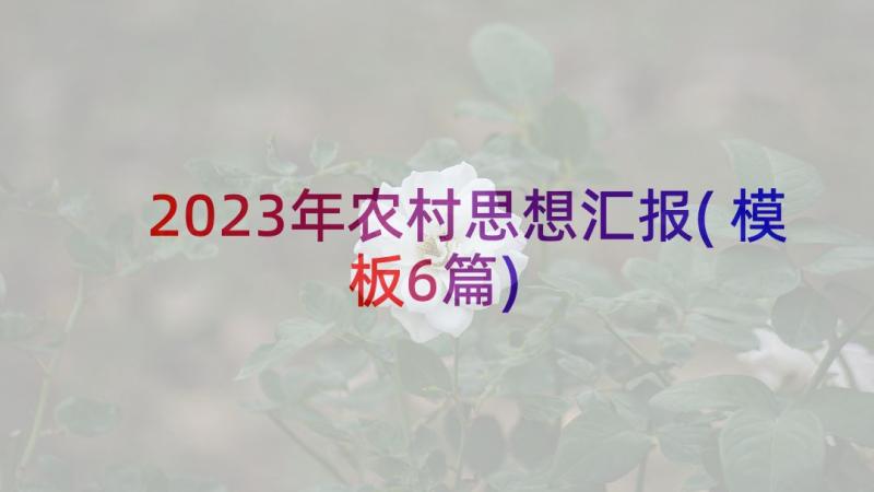 2023年农村思想汇报(模板6篇)