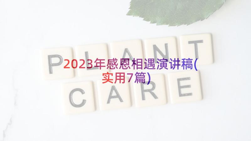 2023年感恩相遇演讲稿(实用7篇)