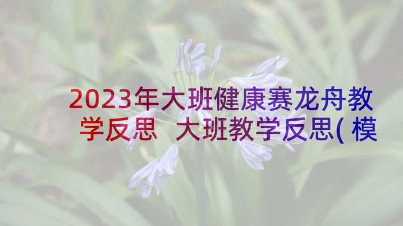 2023年大班健康赛龙舟教学反思 大班教学反思(模板10篇)