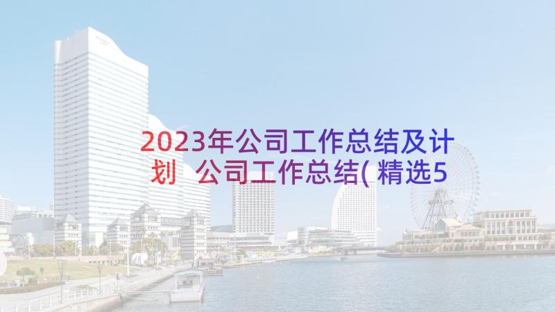 2023年公司工作总结及计划 公司工作总结(精选5篇)