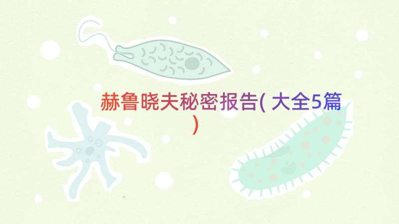 赫鲁晓夫秘密报告(大全5篇)