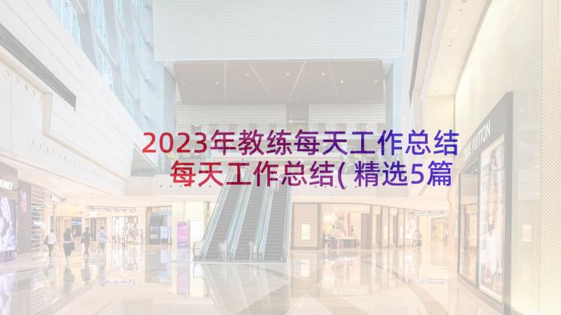 2023年教练每天工作总结 每天工作总结(精选5篇)