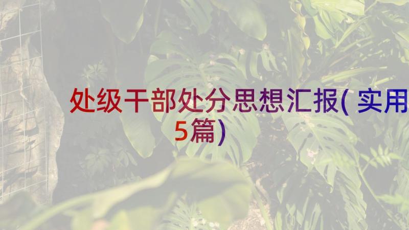 处级干部处分思想汇报(实用5篇)