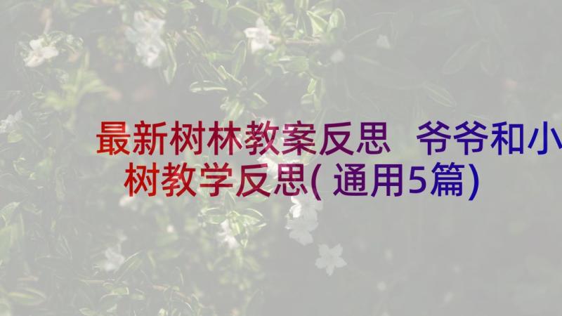 最新树林教案反思 爷爷和小树教学反思(通用5篇)