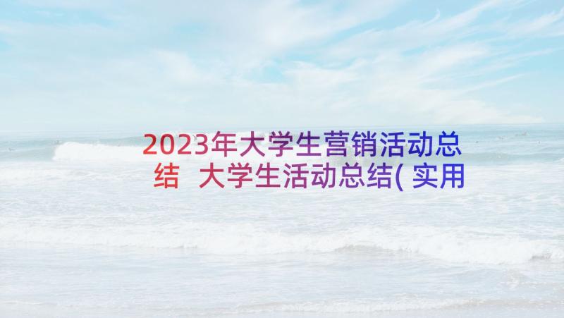 2023年大学生营销活动总结 大学生活动总结(实用9篇)