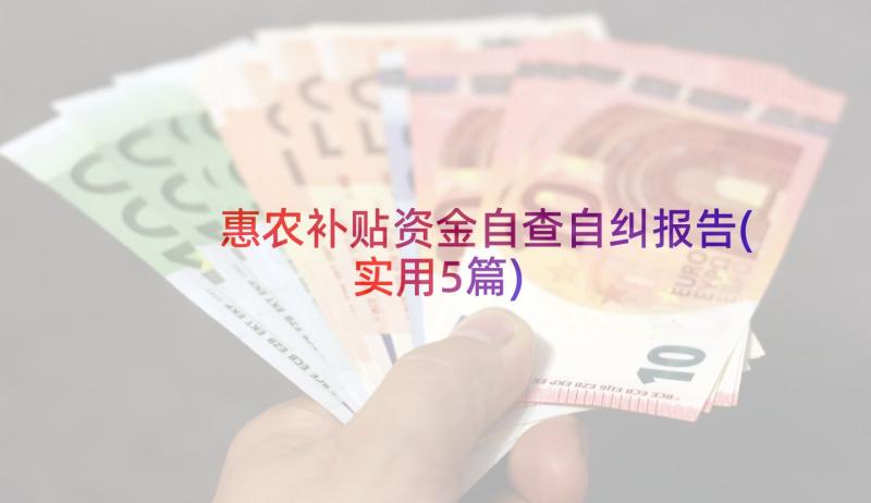 惠农补贴资金自查自纠报告(实用5篇)