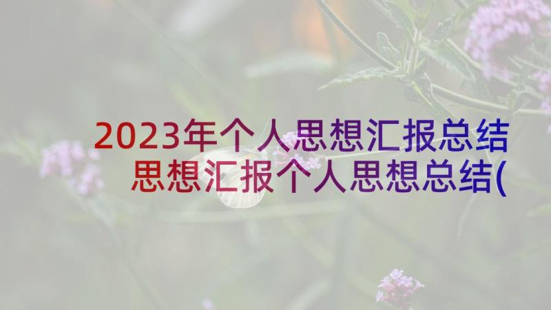 2023年个人思想汇报总结 思想汇报个人思想总结(优秀10篇)