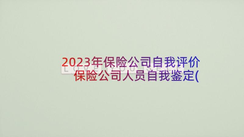 2023年保险公司自我评价 保险公司人员自我鉴定(精选10篇)