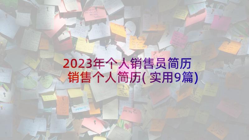 2023年个人销售员简历 销售个人简历(实用9篇)