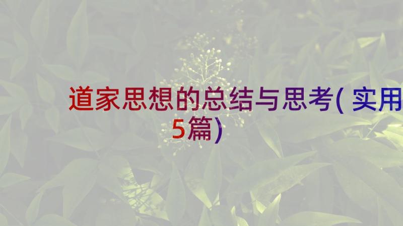 道家思想的总结与思考(实用5篇)