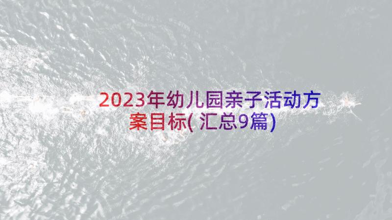 2023年幼儿园亲子活动方案目标(汇总9篇)