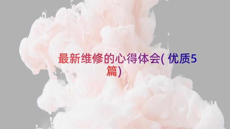 最新维修的心得体会(优质5篇)