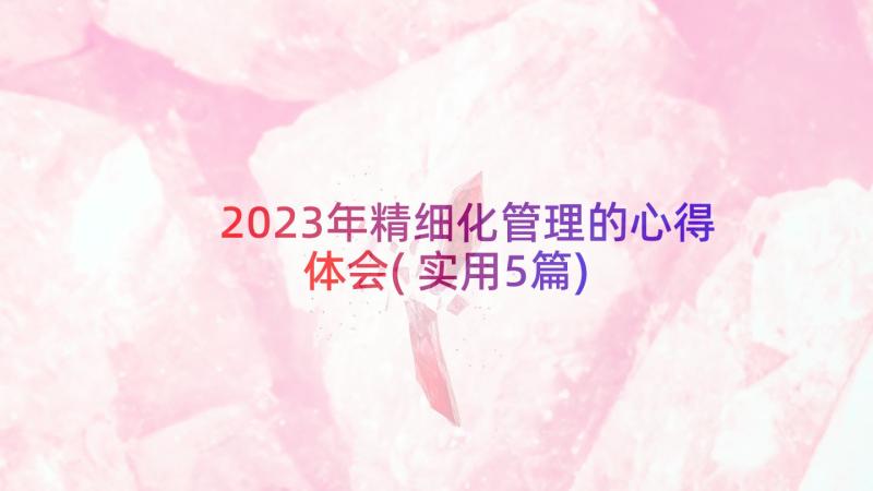 2023年精细化管理的心得体会(实用5篇)