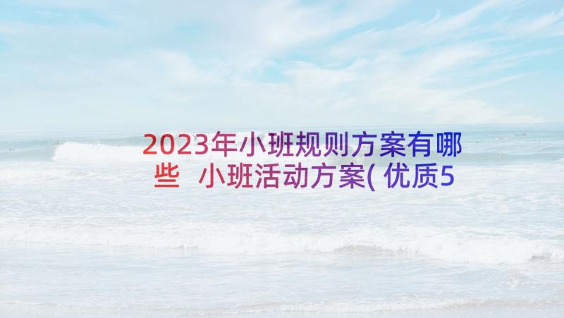 2023年小班规则方案有哪些 小班活动方案(优质5篇)