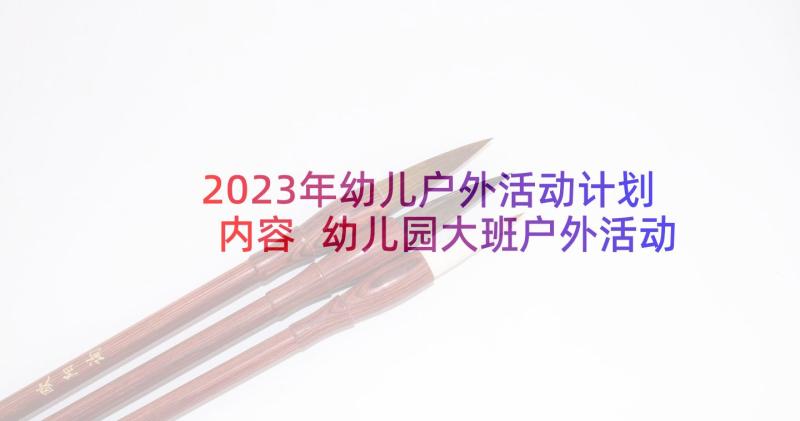 2023年幼儿户外活动计划内容 幼儿园大班户外活动计划(大全5篇)