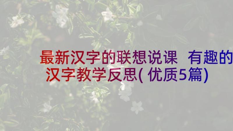 最新汉字的联想说课 有趣的汉字教学反思(优质5篇)