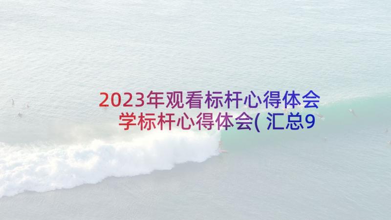 2023年观看标杆心得体会 学标杆心得体会(汇总9篇)