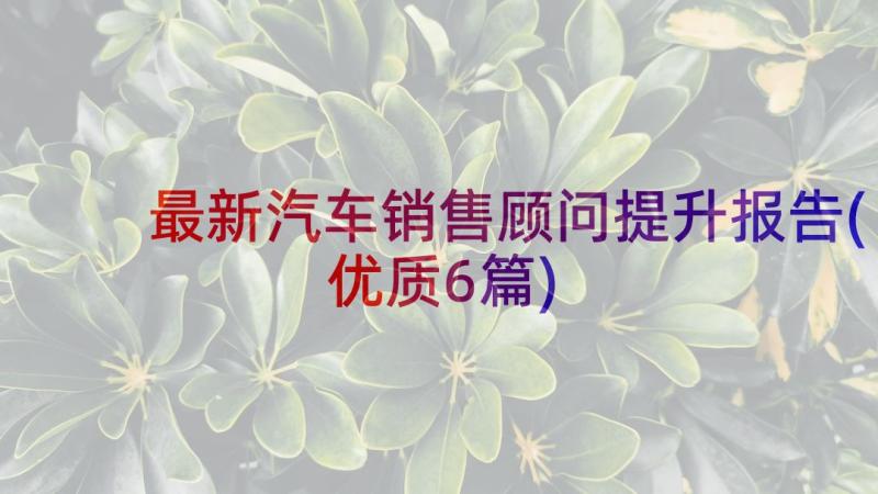 最新汽车销售顾问提升报告(优质6篇)