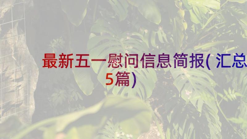 最新五一慰问信息简报(汇总5篇)