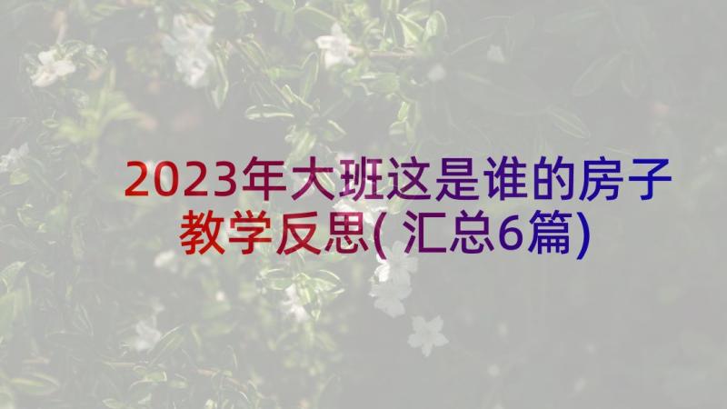 2023年大班这是谁的房子教学反思(汇总6篇)