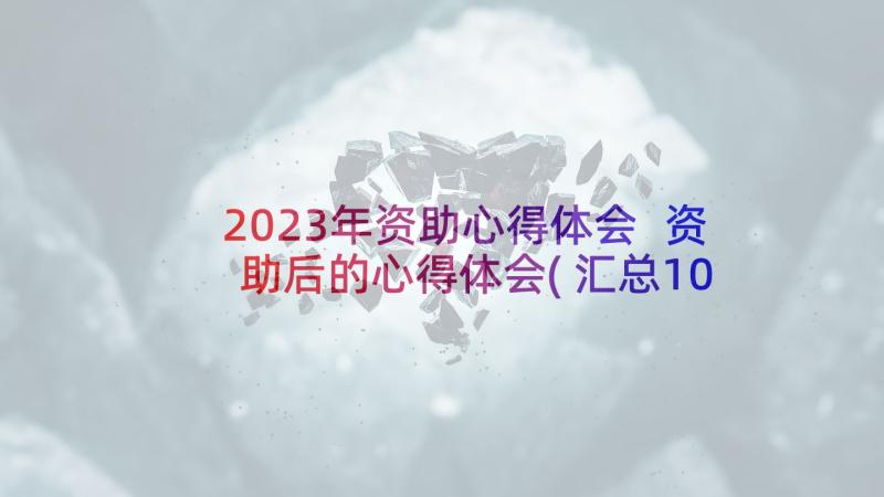 2023年资助心得体会 资助后的心得体会(汇总10篇)