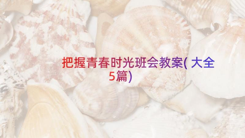 把握青春时光班会教案(大全5篇)