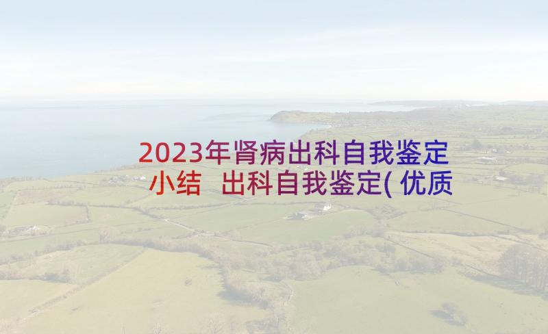 2023年肾病出科自我鉴定小结 出科自我鉴定(优质10篇)