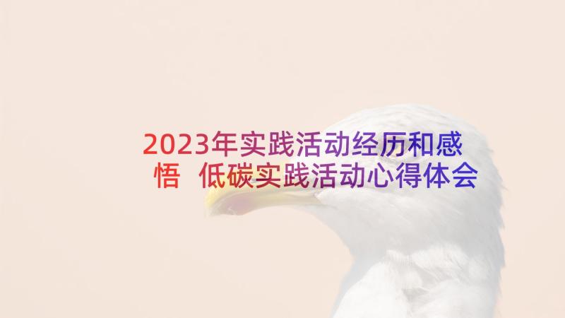 2023年实践活动经历和感悟 低碳实践活动心得体会(通用8篇)