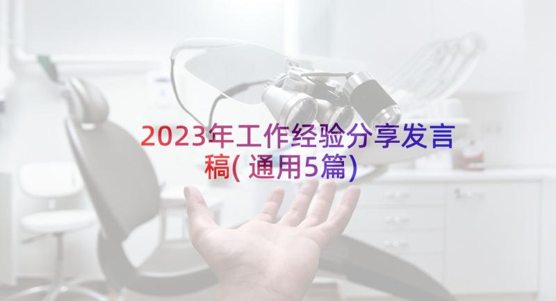 2023年工作经验分享发言稿(通用5篇)