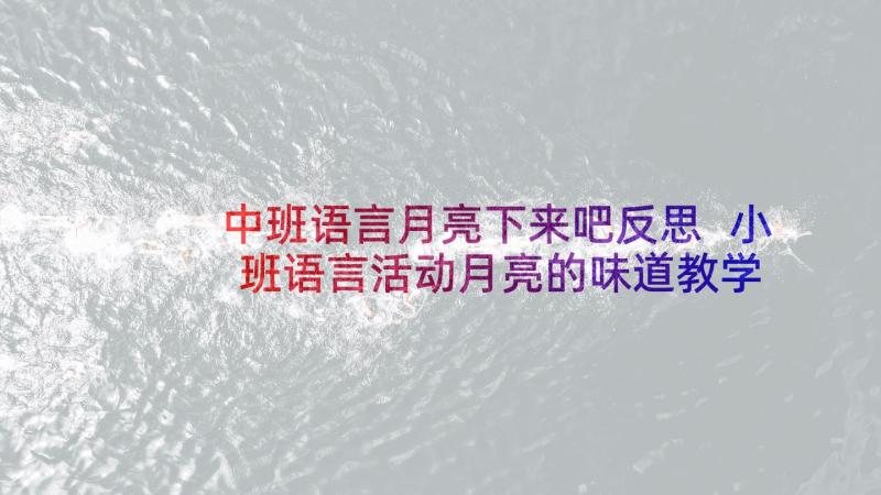 中班语言月亮下来吧反思 小班语言活动月亮的味道教学反思(精选5篇)