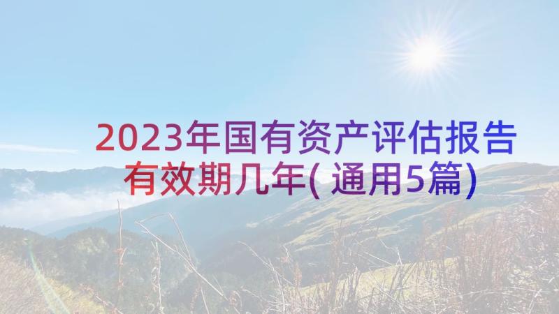 2023年国有资产评估报告有效期几年(通用5篇)