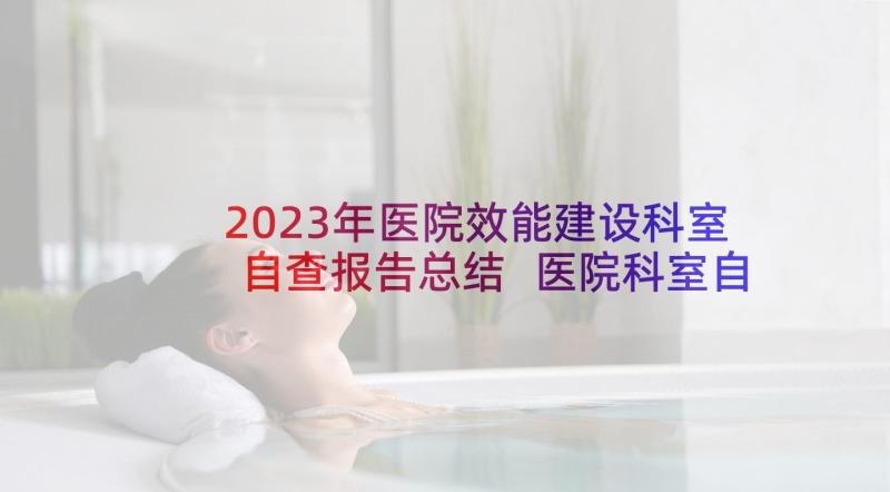 2023年医院效能建设科室自查报告总结 医院科室自查自纠报告(通用5篇)