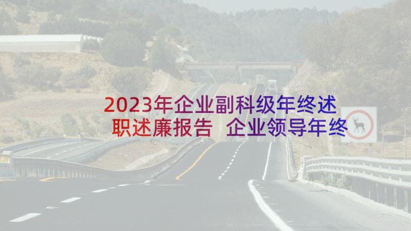 2023年企业副科级年终述职述廉报告 企业领导年终述职述廉报告(优质5篇)