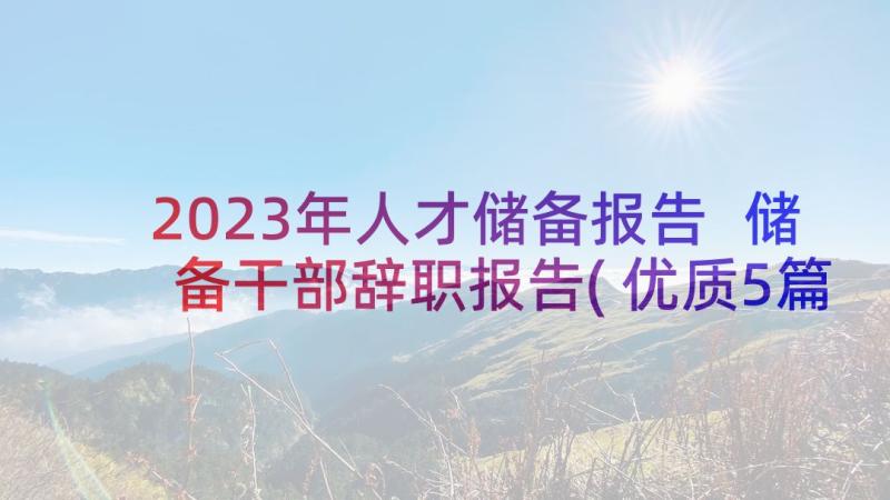 2023年人才储备报告 储备干部辞职报告(优质5篇)