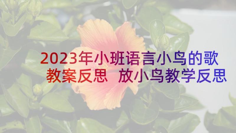 2023年小班语言小鸟的歌教案反思 放小鸟教学反思(优质5篇)