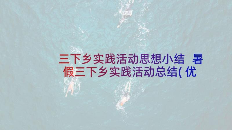 三下乡实践活动思想小结 暑假三下乡实践活动总结(优秀5篇)