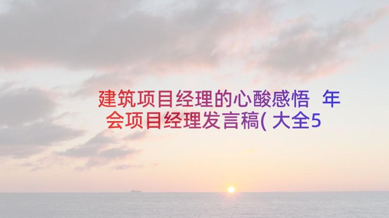 建筑项目经理的心酸感悟 年会项目经理发言稿(大全5篇)