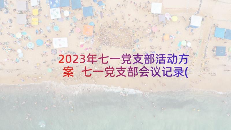 2023年七一党支部活动方案 七一党支部会议记录(大全5篇)