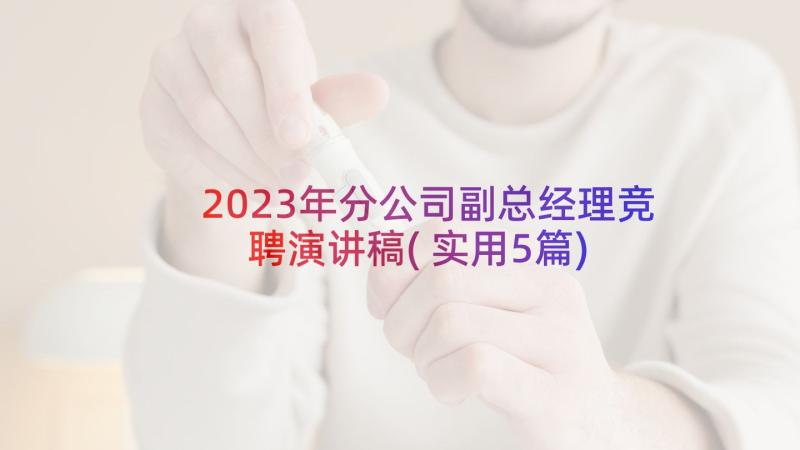 2023年分公司副总经理竞聘演讲稿(实用5篇)