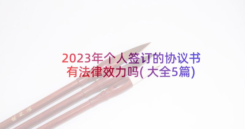 2023年个人签订的协议书有法律效力吗(大全5篇)