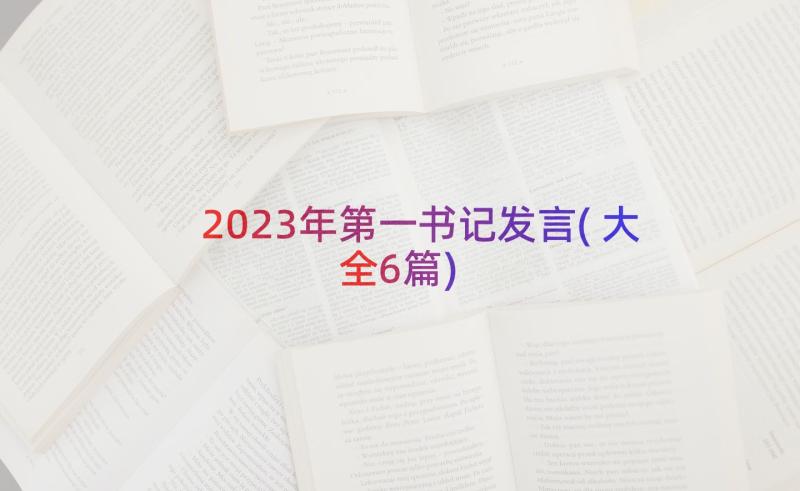 2023年第一书记发言(大全6篇)