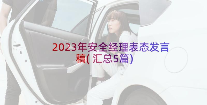 2023年安全经理表态发言稿(汇总5篇)