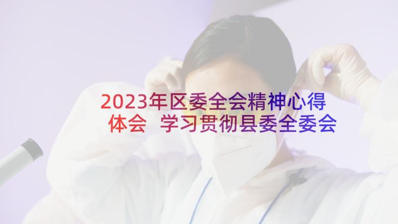 2023年区委全会精神心得体会 学习贯彻县委全委会议精神心得体会(优秀5篇)