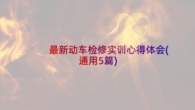 最新动车检修实训心得体会(通用5篇)