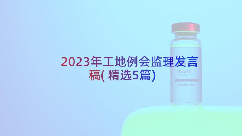 2023年工地例会监理发言稿(精选5篇)