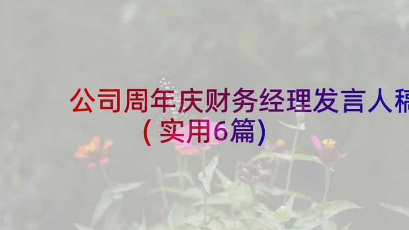 公司周年庆财务经理发言人稿(实用6篇)