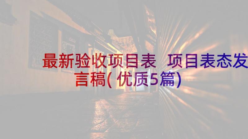 最新验收项目表 项目表态发言稿(优质5篇)