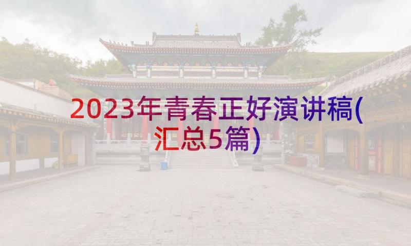 2023年青春正好演讲稿(汇总5篇)