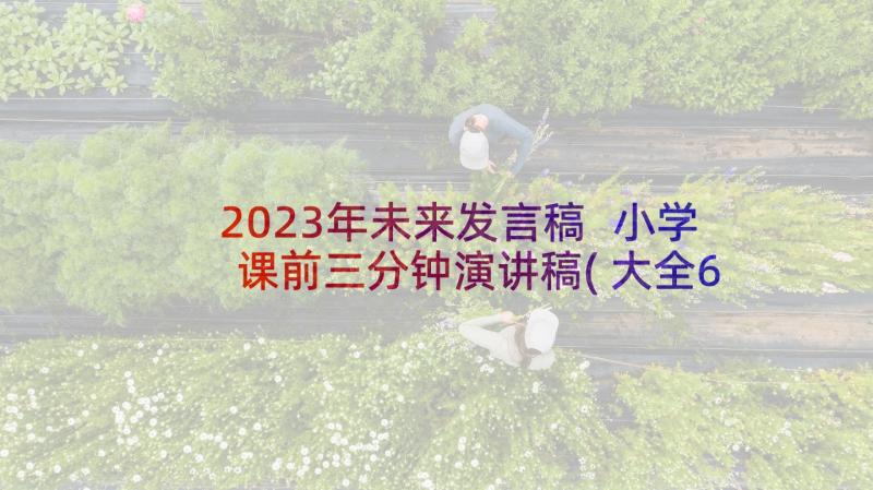 2023年未来发言稿 小学课前三分钟演讲稿(大全6篇)