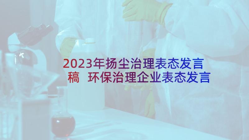 2023年扬尘治理表态发言稿 环保治理企业表态发言稿(实用5篇)